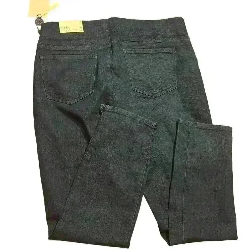 NWT NYDJ Blue Straight Leg Pull On Jeans Size 12 Stretch Casual Comfy Denim - Picture 2 of 5